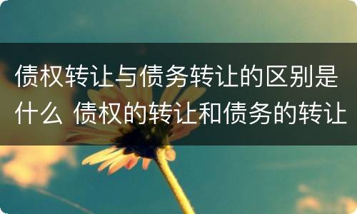 债权转让与债务转让的区别是什么 债权的转让和债务的转让区别