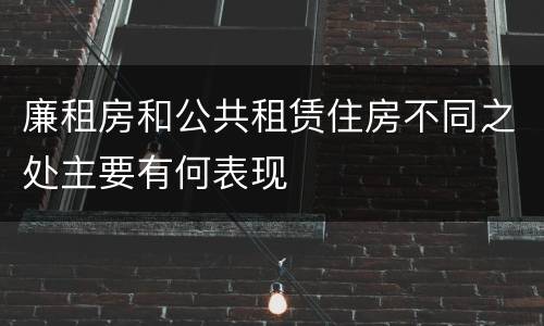 廉租房和公共租赁住房不同之处主要有何表现