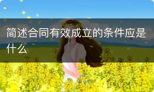 简述合同有效成立的条件应是什么