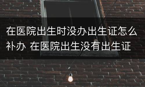 在医院出生时没办出生证怎么补办 在医院出生没有出生证