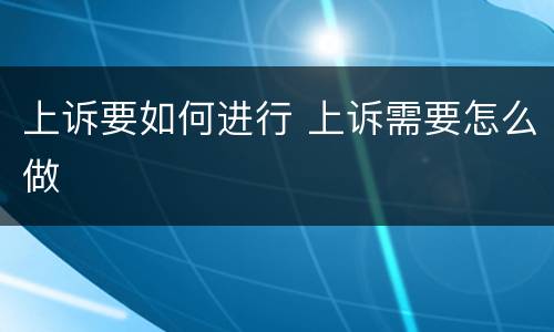上诉要如何进行 上诉需要怎么做