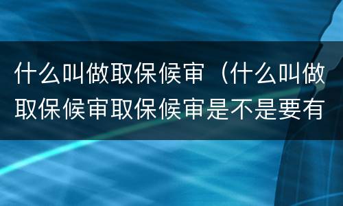 什么叫做取保候审（什么叫做取保候审取保候审是不是要有人进行担保才可以）