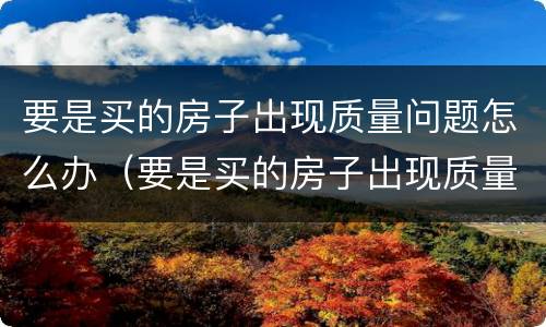 要是买的房子出现质量问题怎么办（要是买的房子出现质量问题怎么办理）