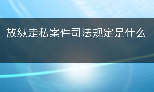 放纵走私案件司法规定是什么