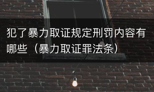 犯了暴力取证规定刑罚内容有哪些（暴力取证罪法条）