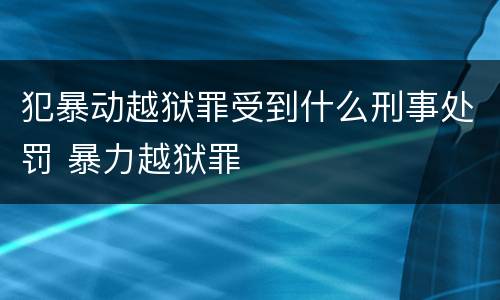 犯暴动越狱罪受到什么刑事处罚 暴力越狱罪