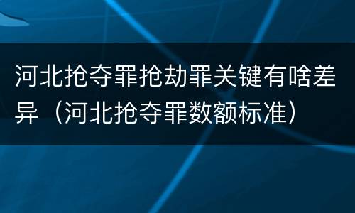 河北抢夺罪抢劫罪关键有啥差异（河北抢夺罪数额标准）