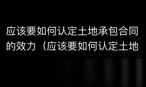 应该要如何认定土地承包合同的效力（应该要如何认定土地承包合同的效力呢）