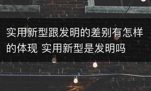 实用新型跟发明的差别有怎样的体现 实用新型是发明吗