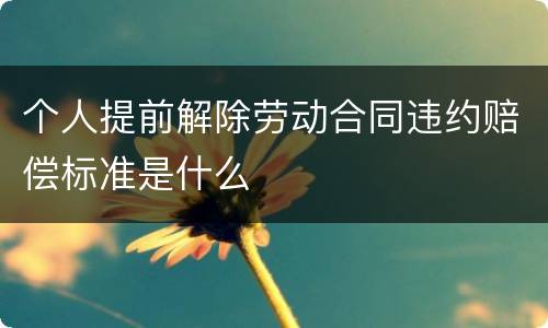 个人提前解除劳动合同违约赔偿标准是什么