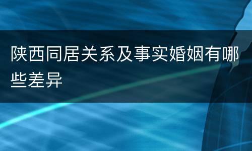 陕西同居关系及事实婚姻有哪些差异