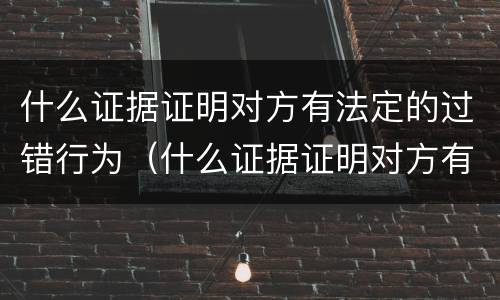 什么证据证明对方有法定的过错行为（什么证据证明对方有法定的过错行为的效力）
