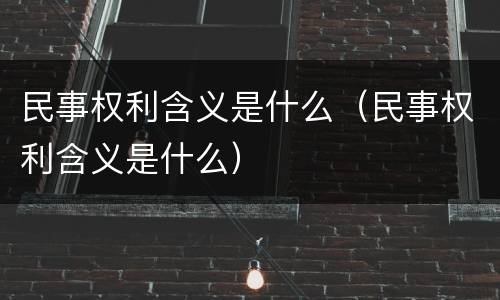 民事权利含义是什么（民事权利含义是什么）