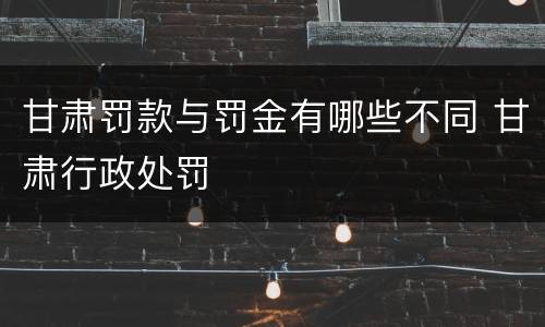 甘肃罚款与罚金有哪些不同 甘肃行政处罚