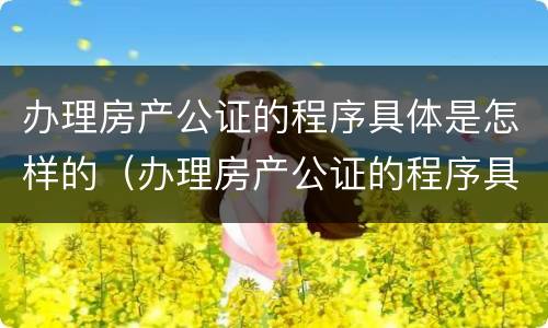 办理房产公证的程序具体是怎样的（办理房产公证的程序具体是怎样的呢）