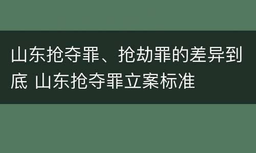 山东抢夺罪、抢劫罪的差异到底 山东抢夺罪立案标准
