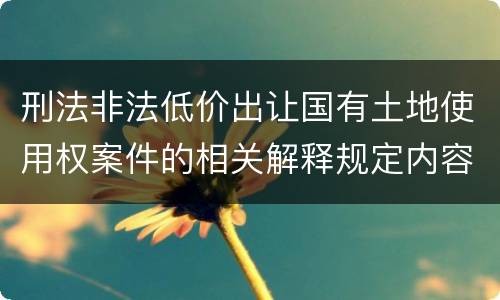 刑法非法低价出让国有土地使用权案件的相关解释规定内容是什么