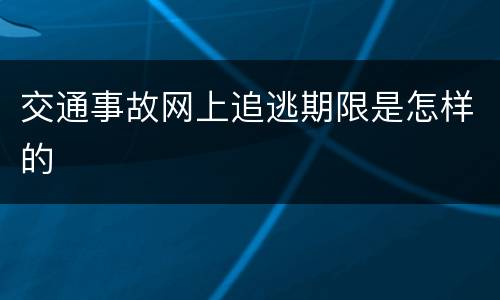 交通事故网上追逃期限是怎样的
