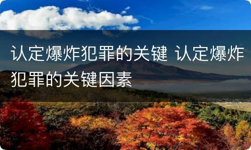 认定爆炸犯罪的关键 认定爆炸犯罪的关键因素