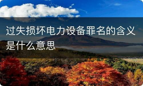 过失损坏电力设备罪名的含义是什么意思