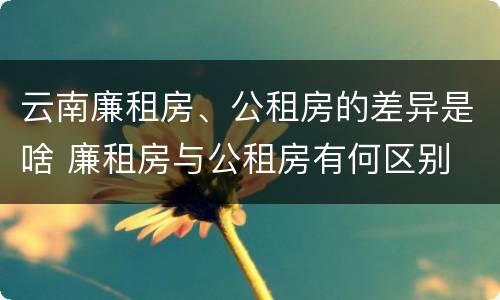 云南廉租房、公租房的差异是啥 廉租房与公租房有何区别
