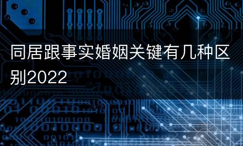 同居跟事实婚姻关键有几种区别2022