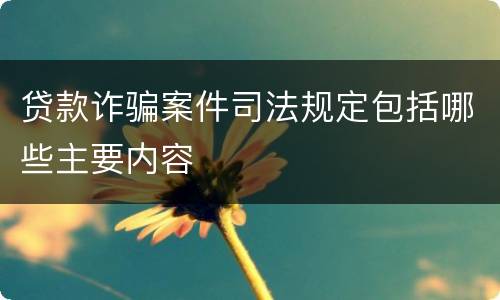 贷款诈骗案件司法规定包括哪些主要内容