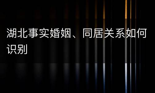 湖北事实婚姻、同居关系如何识别