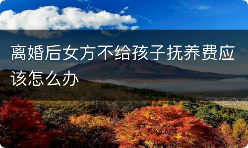 离婚后女方不给孩子抚养费应该怎么办