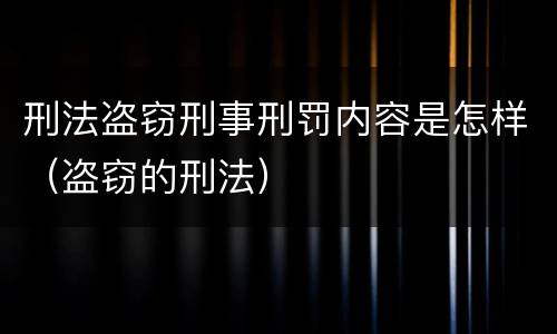 刑法盗窃刑事刑罚内容是怎样（盗窃的刑法）