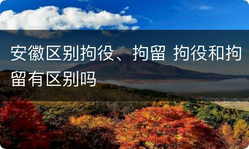 安徽区别拘役、拘留 拘役和拘留有区别吗