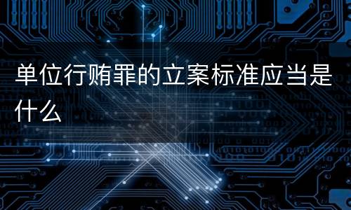 单位行贿罪的立案标准应当是什么