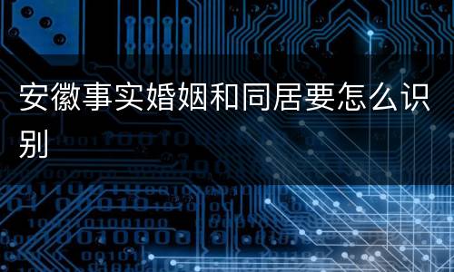 安徽事实婚姻和同居要怎么识别