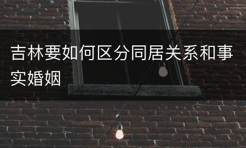 吉林要如何区分同居关系和事实婚姻