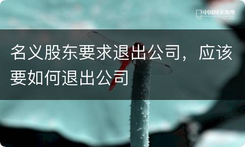 名义股东要求退出公司，应该要如何退出公司