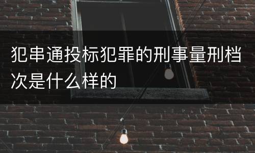 犯串通投标犯罪的刑事量刑档次是什么样的