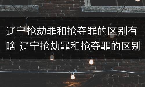 辽宁抢劫罪和抢夺罪的区别有啥 辽宁抢劫罪和抢夺罪的区别有啥关系