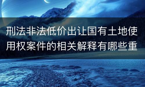 刑法非法低价出让国有土地使用权案件的相关解释有哪些重要内容