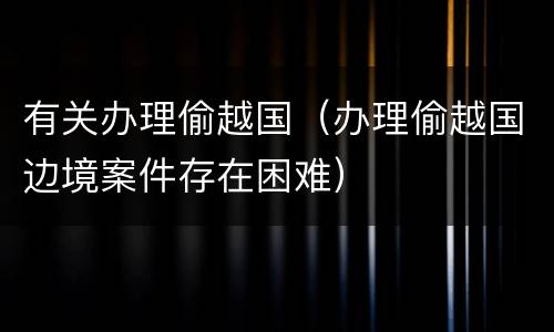 有关办理偷越国（办理偷越国边境案件存在困难）