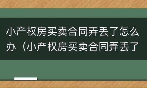 小产权房买卖合同弄丢了怎么办（小产权房买卖合同弄丢了怎么办啊）