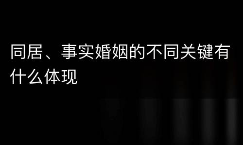 同居、事实婚姻的不同关键有什么体现