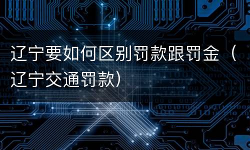 辽宁要如何区别罚款跟罚金（辽宁交通罚款）