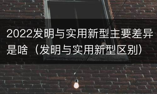 2022发明与实用新型主要差异是啥（发明与实用新型区别）