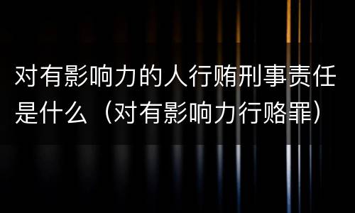 对有影响力的人行贿刑事责任是什么（对有影响力行赂罪）