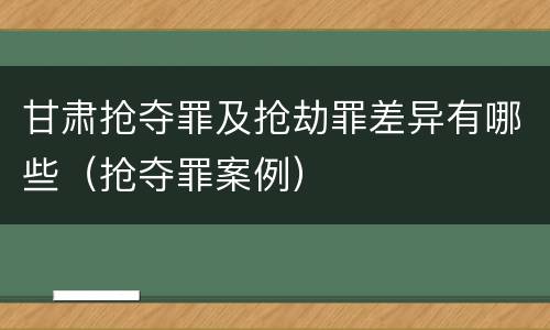 甘肃抢夺罪及抢劫罪差异有哪些（抢夺罪案例）