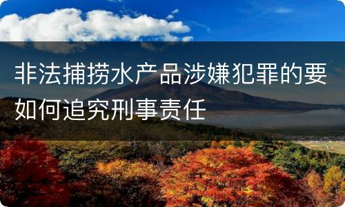 非法捕捞水产品涉嫌犯罪的要如何追究刑事责任