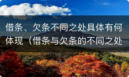 借条、欠条不同之处具体有何体现（借条与欠条的不同之处）