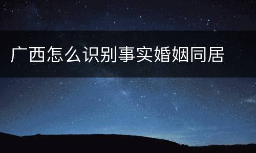 广西怎么识别事实婚姻同居