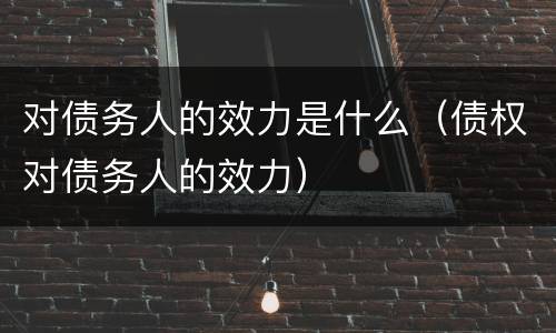 对债务人的效力是什么（债权对债务人的效力）