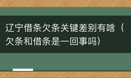 辽宁借条欠条关键差别有啥（欠条和借条是一回事吗）